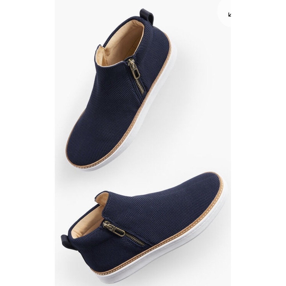 Talbots Brittany Knit Ankle Booties indigo blue Women Size 8